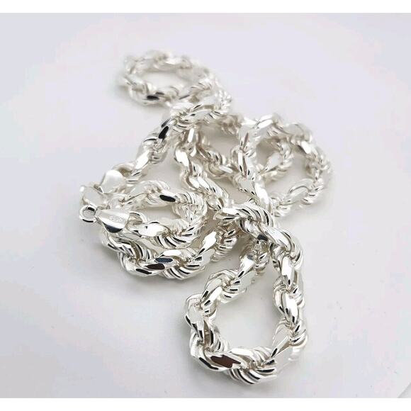 925 Sterling Silver Rope Chain Necklace 22" - Picture 3 of 5